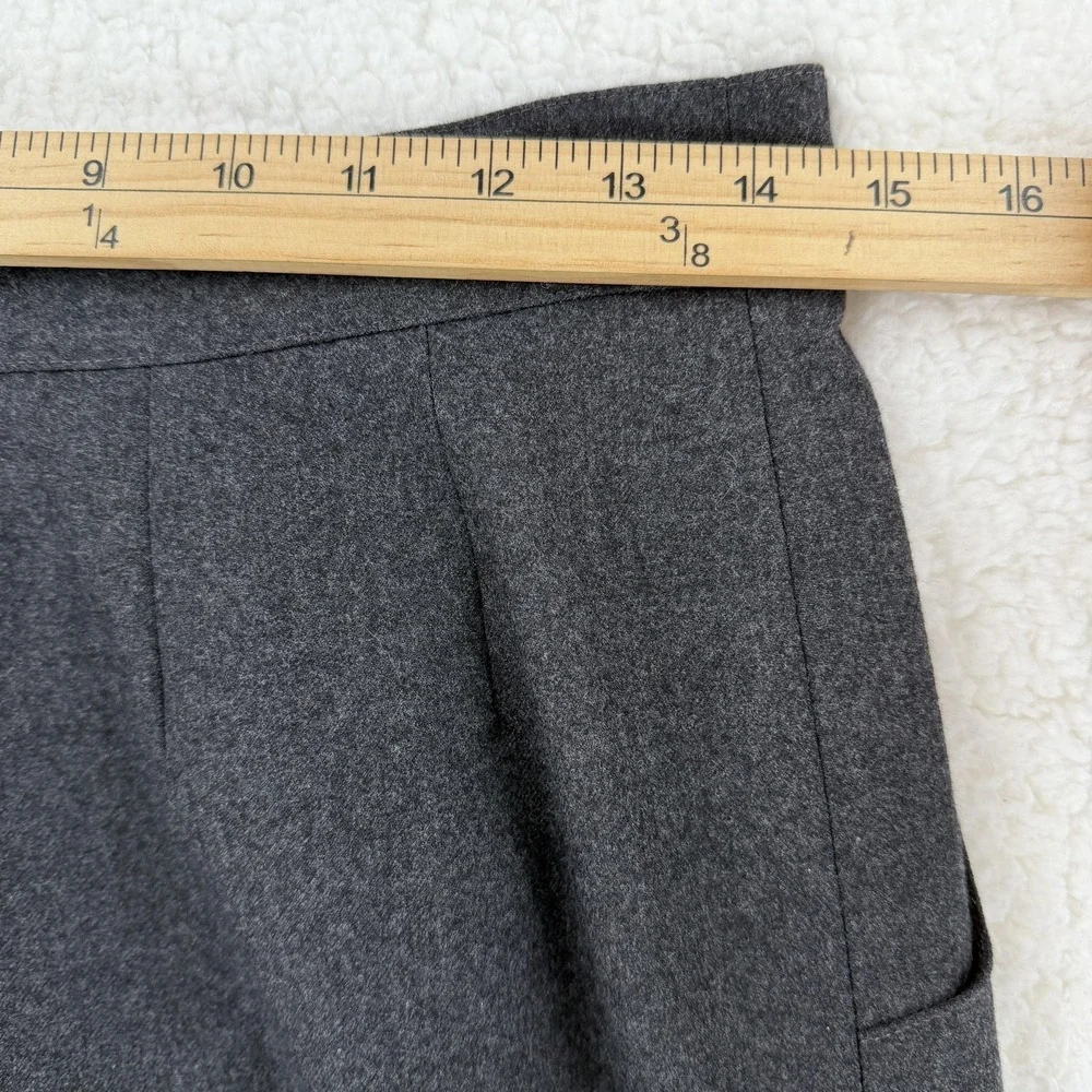 Hermes Skirt Womens 44 Gray Wool High Waist Belted‎ Pencil France Paris Designer